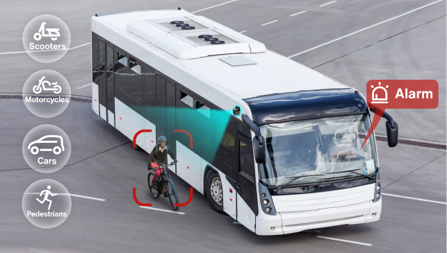 Transit Bus driving cabin blind spot detection
