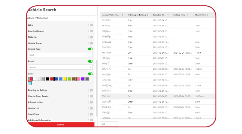 Multiple vehicle search filters