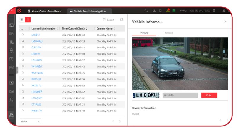 Evidence with vehicle record details, such as passing time, video footage, snapshot, vehicle number plate, vehicle brand / type / colour, etc.