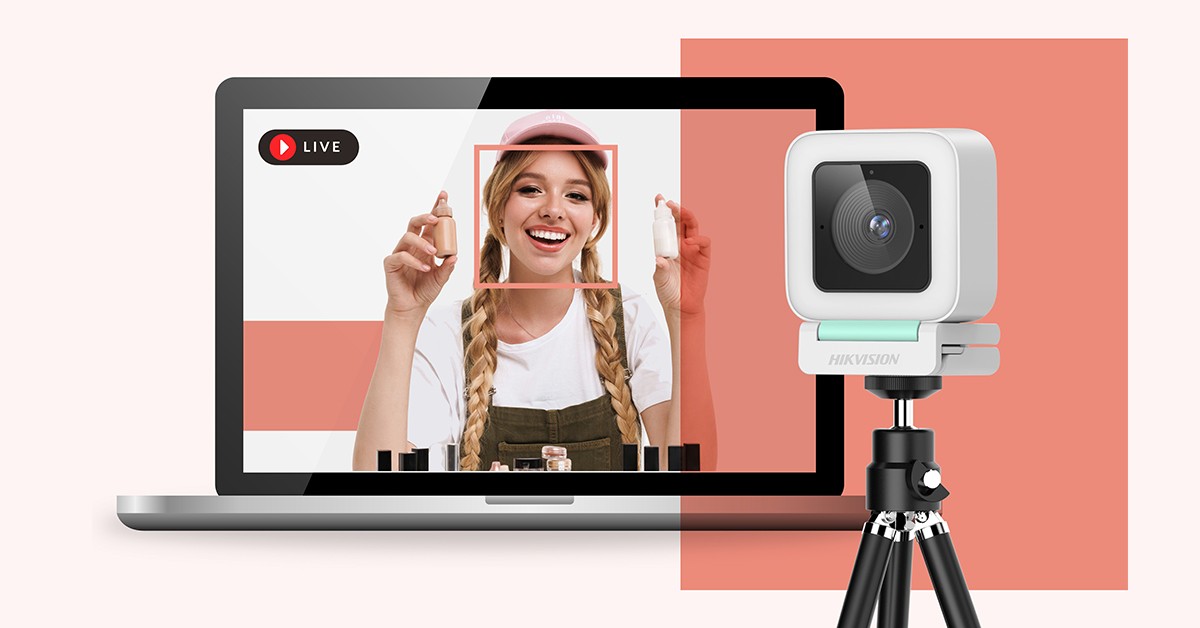 Hikvision online top view on laptop